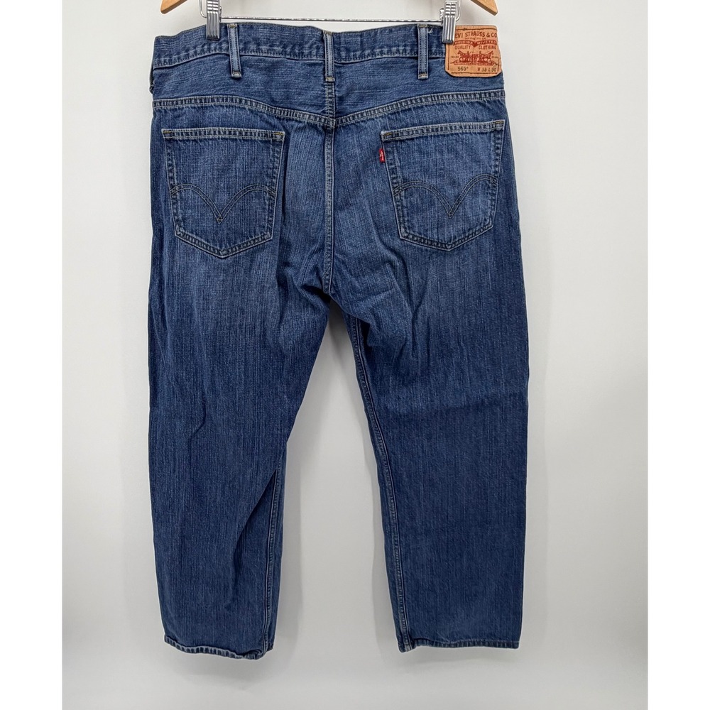 Levis 569 Loose Straight Jeans Mens 38x30 Blue Medium Wash Denim Cotton - Picture 3 of 9